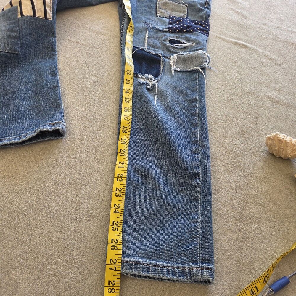 Lauren Ralph Lauren Patchwork Distressed Relaxed Ankle Boyfriend Jeans Size 4 - Picture 7 of 8